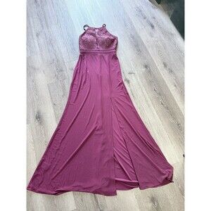 Morgan & Co. maxi gown dress lace evening thigh slit sz juniors 5 / 6 prom